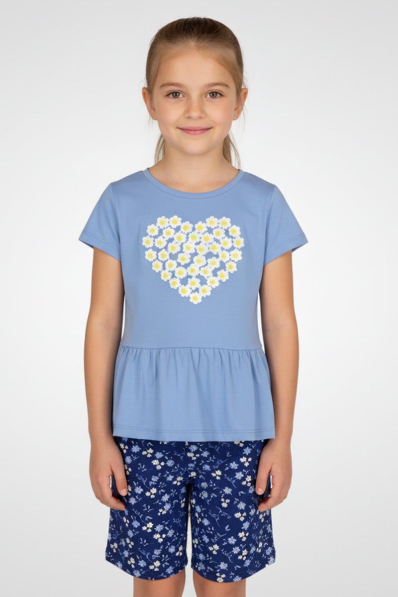 Freestyle طقم تي شيرت وشورت مزخرف بالأزهار للفتيات 4 قطع، متعدد الألوان - Image 1